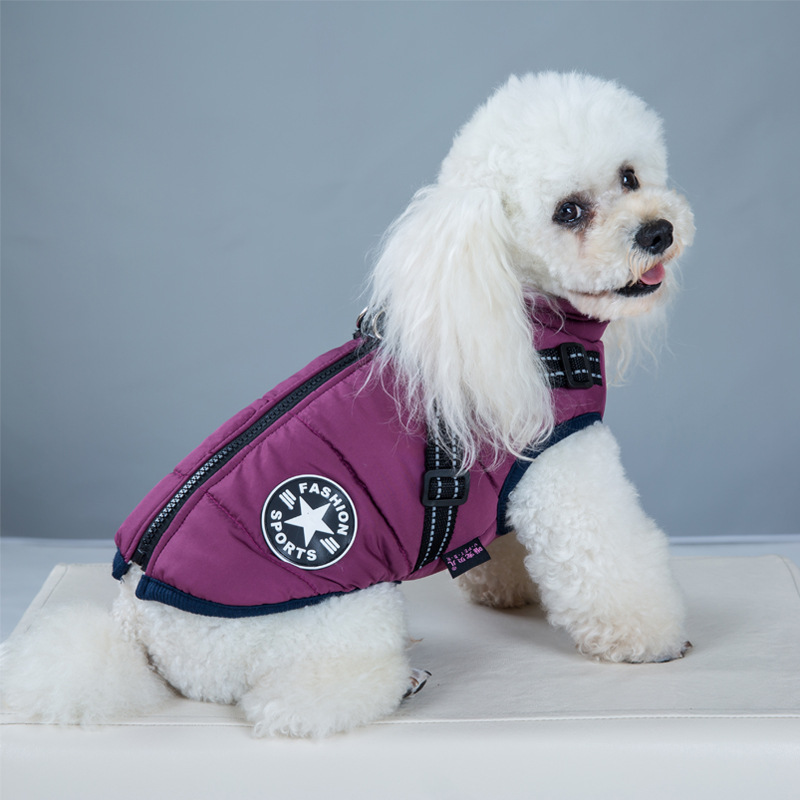 Pet Clothes Autumn And Winter New Waterproof Warm Dog Cotton Coat Winter Ski Suit Chest Back Integrated Cotton Vest — image 10