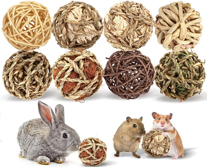 8-Piece Bunny Rabbit Grass Chew Balls, Rolling Natural Chew Toys For Small Animals And Dental Enrichment — image 1
