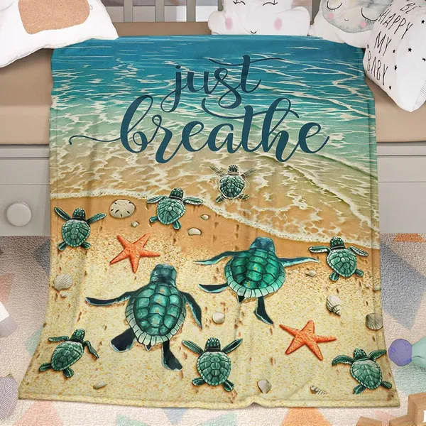 Sea Turtle Flannal Throw Blanket For Teens Boys Men Many Sea Turtle Pattern Blanket Soft Flannal Throw Blanket 50x60 Inches For Couch Bed And Sofa — image 1