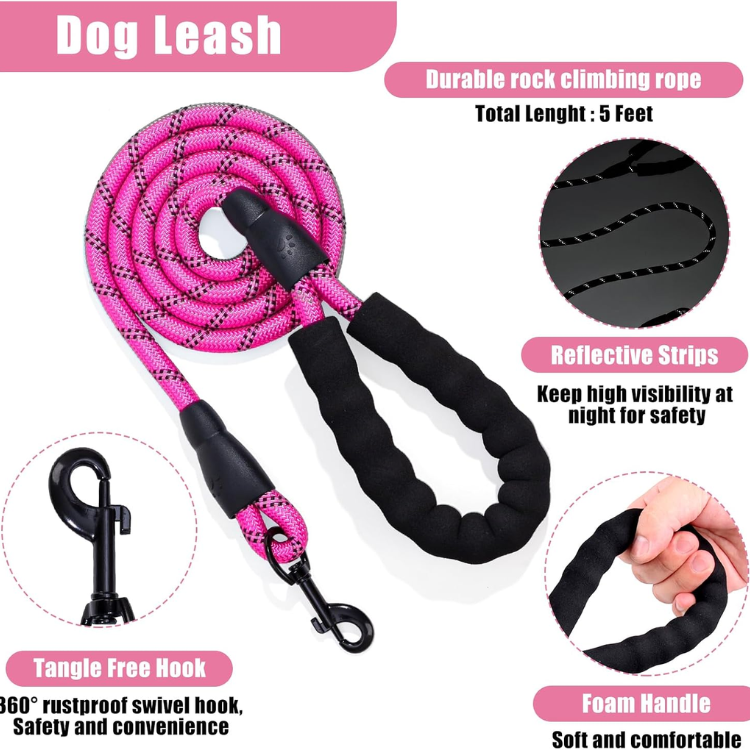 Dog Harness Collar And Leash Set - Dog Halter Harnesses Fits Small Medium Dogs Pink-M — image 3