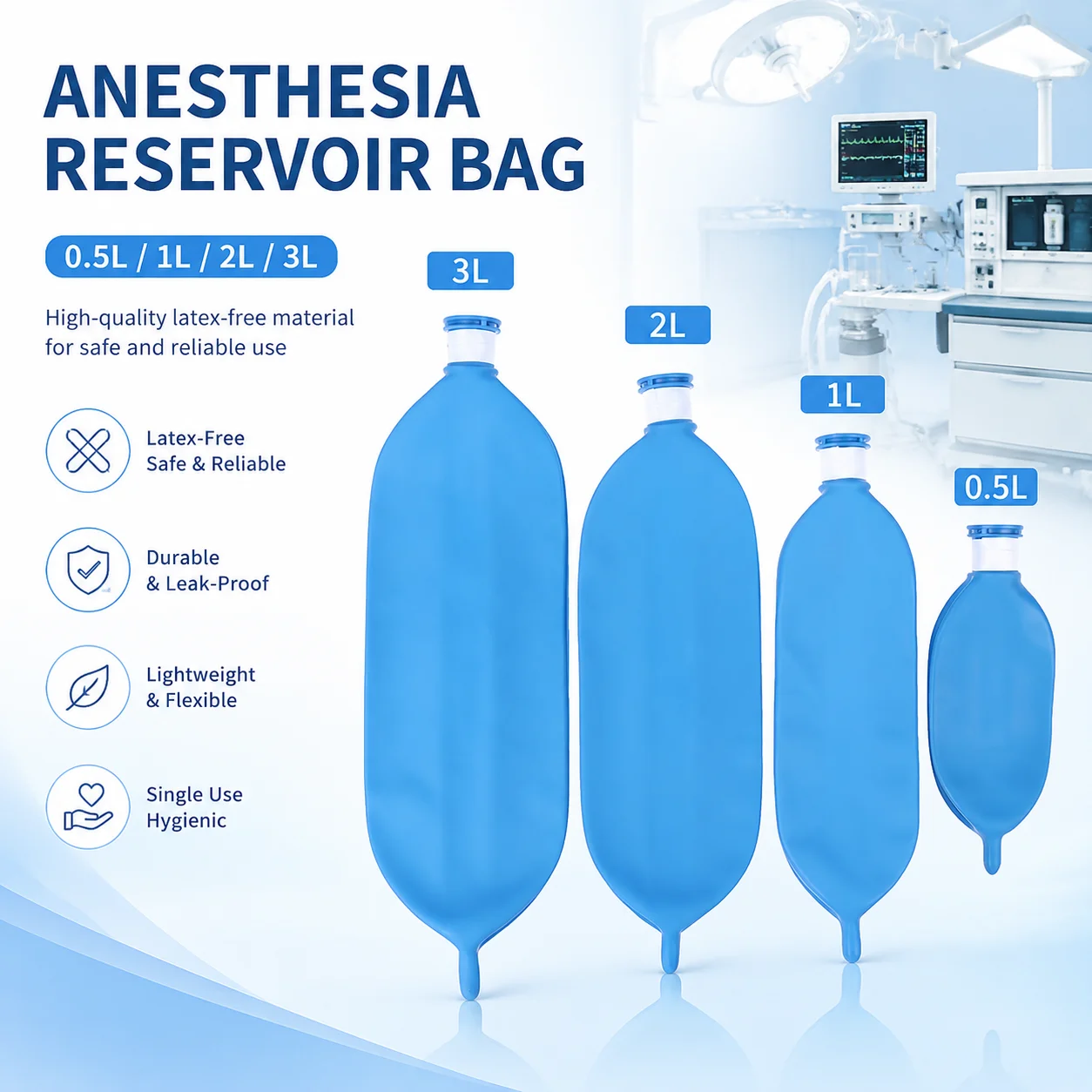 Disposable Reservoir Bag 0.5L 1L 2L 3L Anesthesia Ventilator Airbag Veterinary Respirator Breathing Circuit Parts — image 1