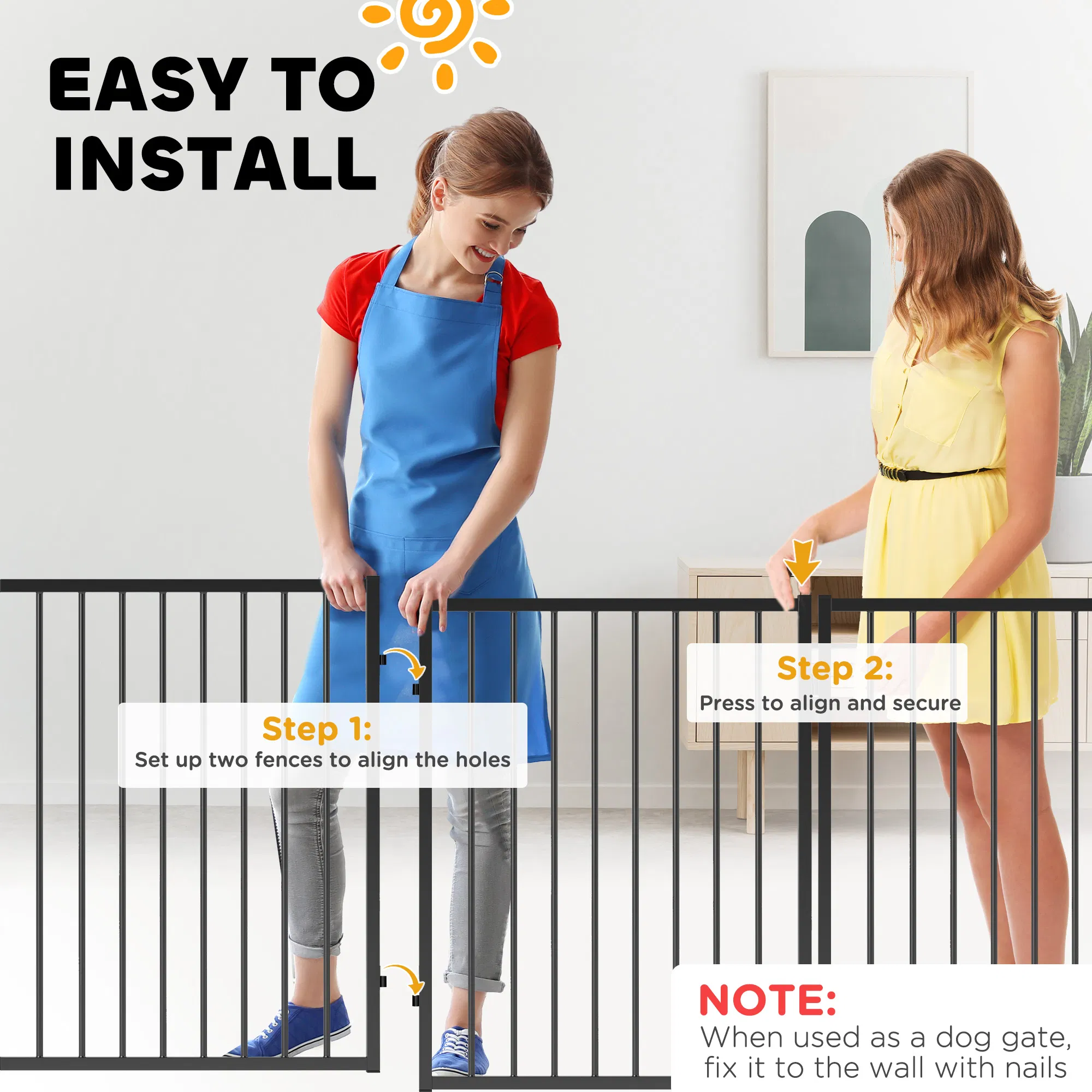 8 Panels Dog Playpen, Foldable Portable Pet Playpen with Door, for Small & Medium Dogs, 30"H — image 6