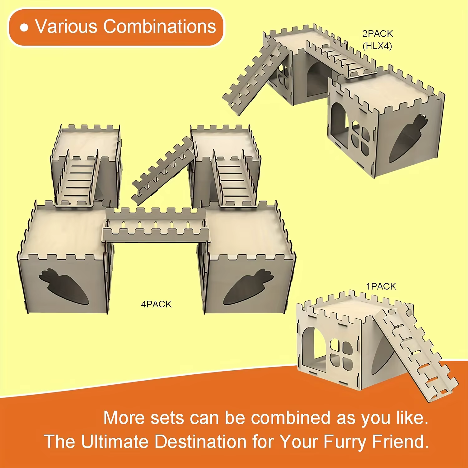 Detachable Rabbit Castle Hiding Place Wood Evading House Toy Decoration for Guinea Pig Rabbit Totoro Hedgehog — image 1
