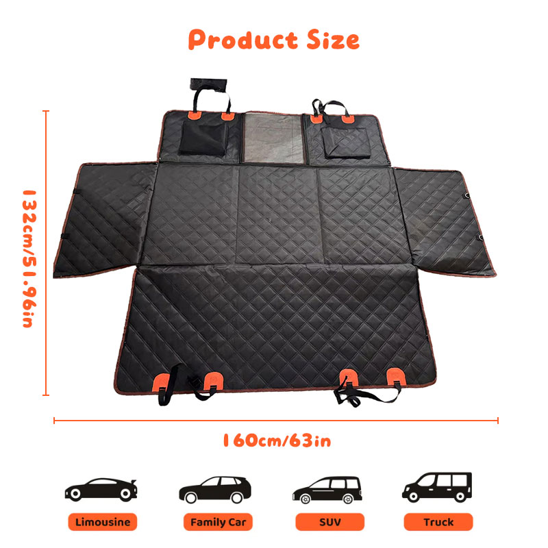 Dog Car Hammock Seat Cover, Waterproof 600D Oxford Fabric Pet Seat Protector for Back Seat, Scratch Proof & Anti-Slip — image 8