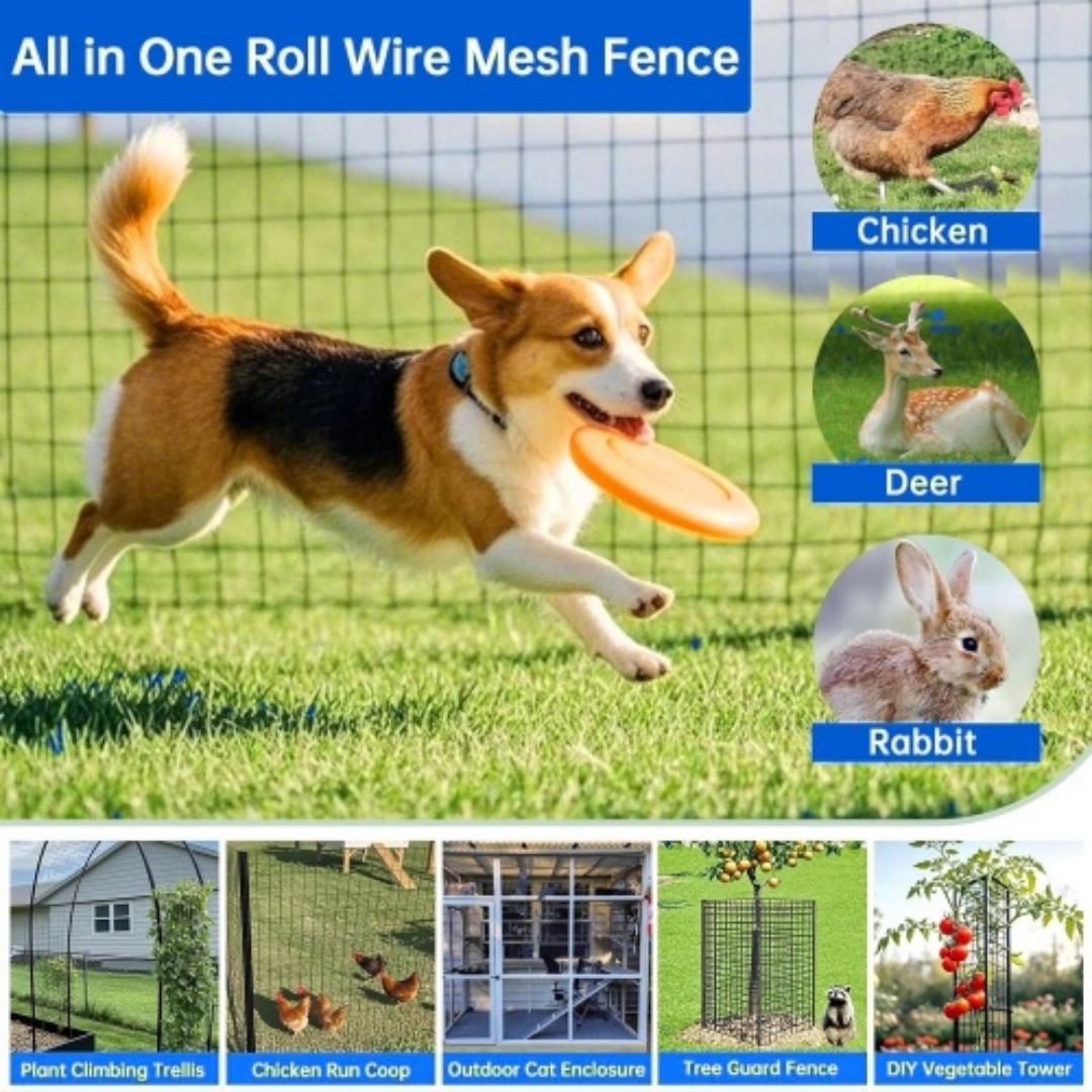 48 INCHx33 FT Black Vinyl-coated Metal Mesh, 16 Gauge 0.67 Inch Black PVC Metal Mesh, Black Welded Wire Mesh Support, Poultry Cage Protective Fence — imagen 8