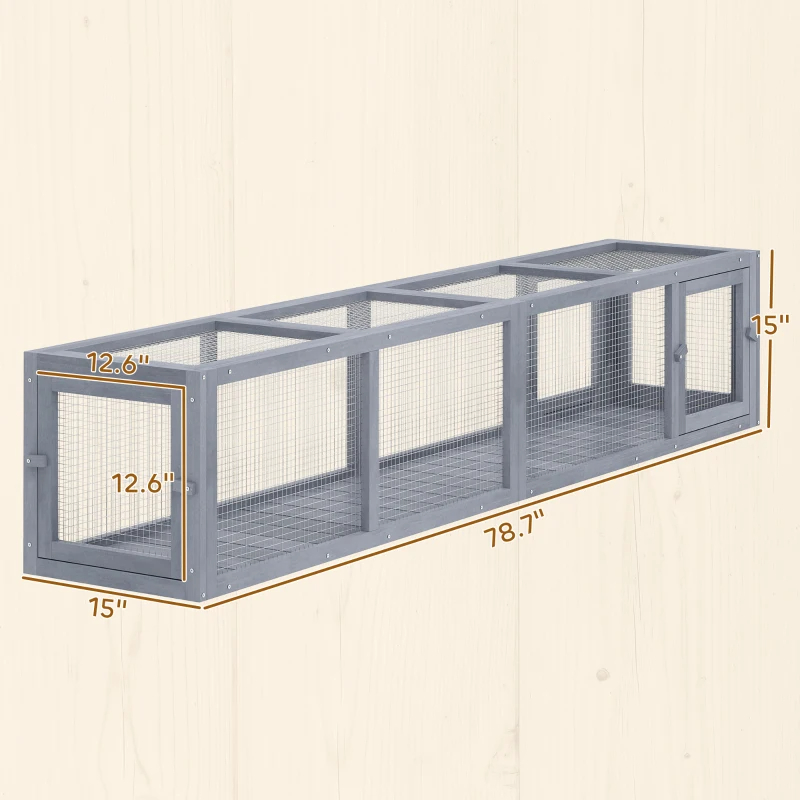 PawHut Wooden Cat Run With Weather Protection, Connecting Inside And Outside, Dark Gray — imagen 1