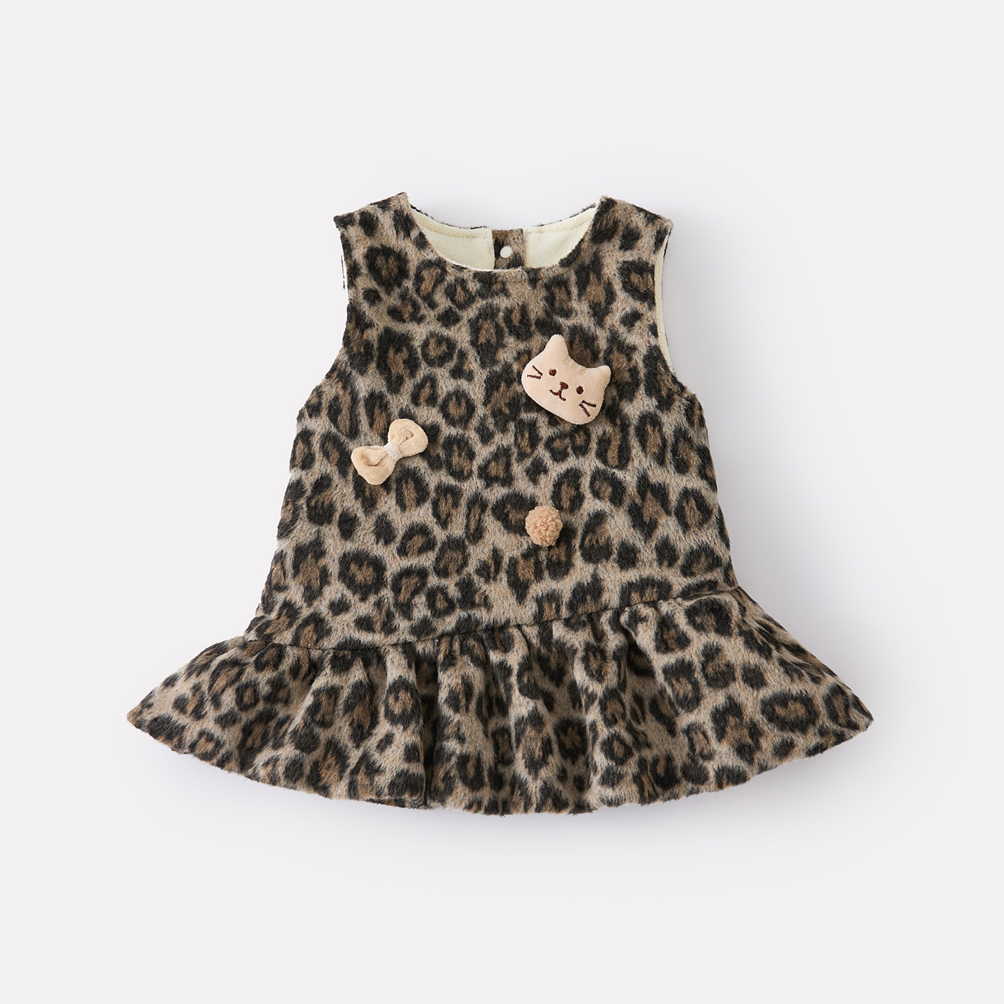 Leopard Print Dress Set for Baby Girls, Warm Sweater and Dress Two-Piece Outfit — image 2