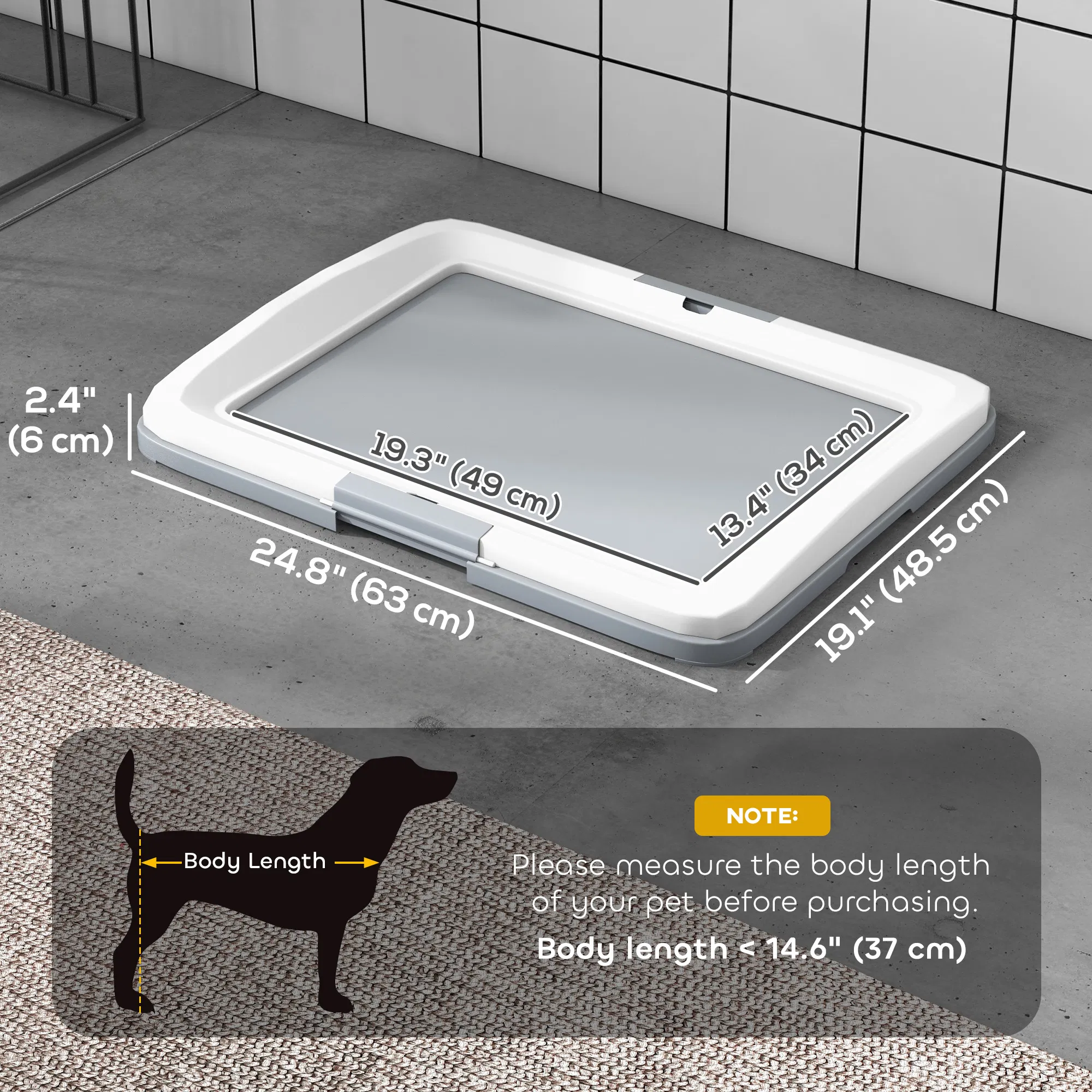 25" x 19" Pee Pad Holder, Dog Potty Tray for Indoor Outdoor, Easy to Clean Dog Training Toilet Pee Pad Tray, Grey — image 5