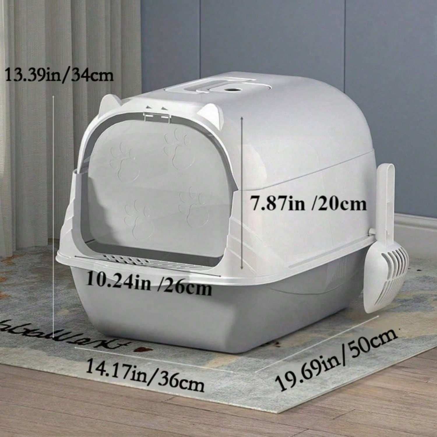 Caja de Arena para Gatos con Techos y Manija, Durable con Asa en Frente