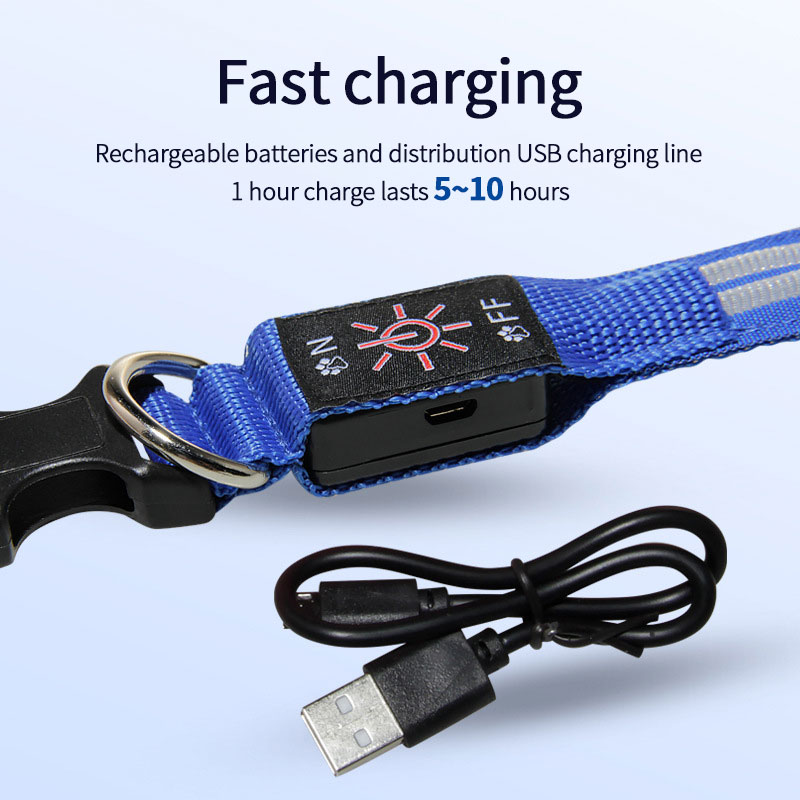 LED Light-Emitting Collar With Dual Fiber Optic Glow-In-The-Dark Collar Pet Built-In Rechargeable Battery With USB Cable — image 5