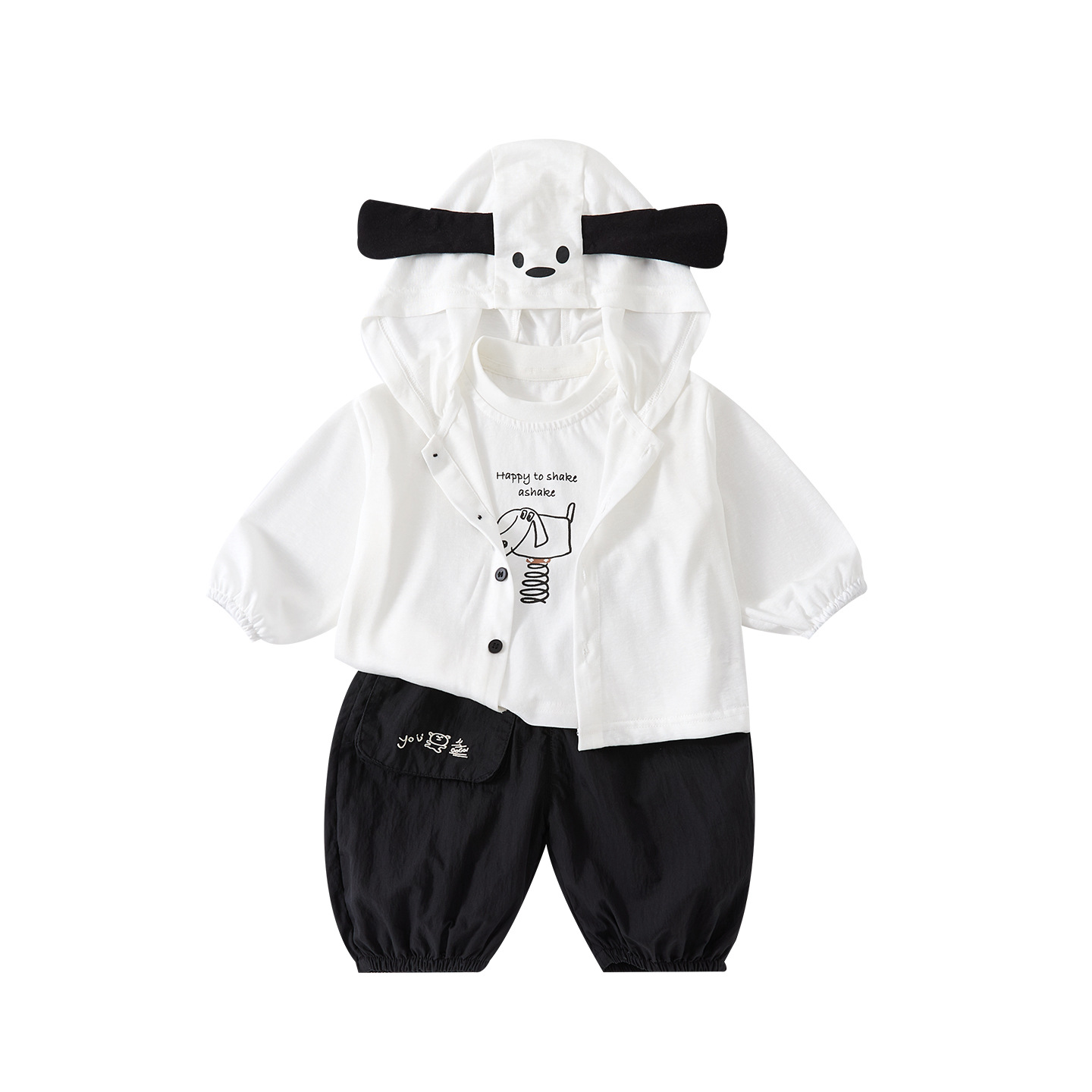 Cute Dog Themed Outfit Set for Babies Simple Cartoon Vest and Pants 3-Piece Set — image 2