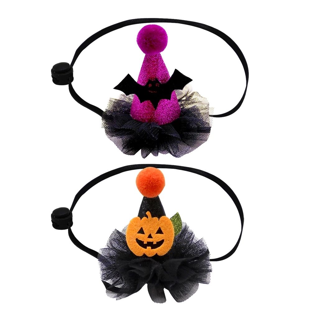 Halloween Spider Web Witch Hat Elastic Hair with Pet Supplies Dog Cat Pumpkin Bat Hat Hair Accessories — image 6