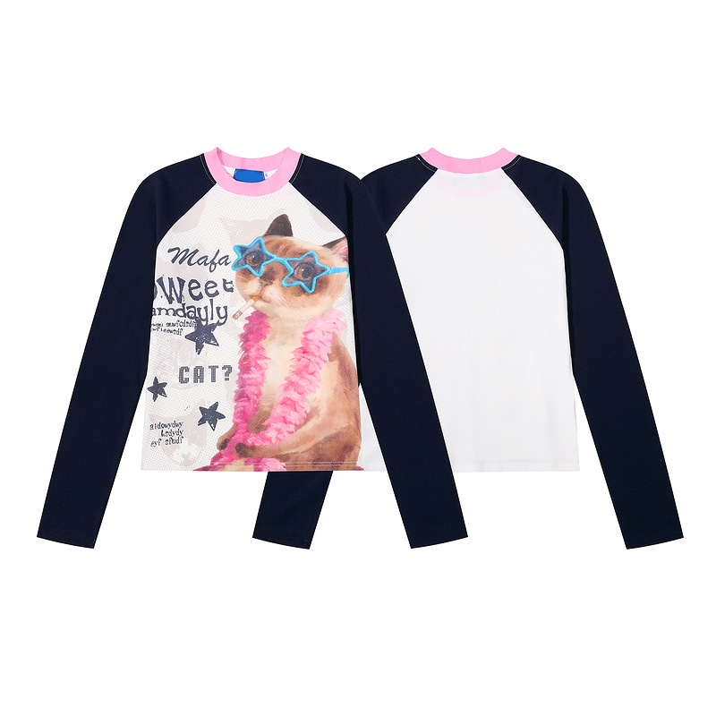 Siamese cat star sunglasses slim fit T-shirt — image 4