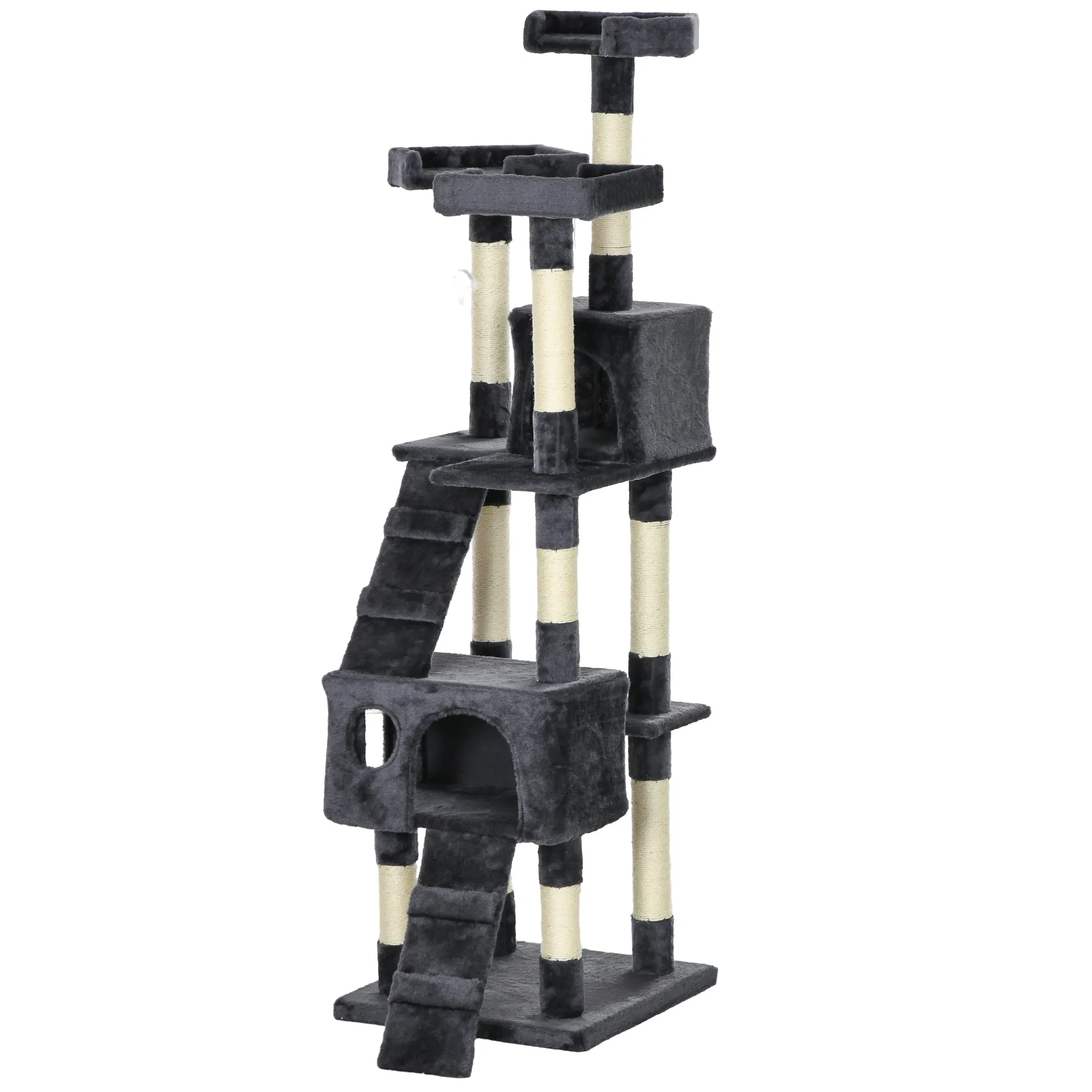 68-inch Multi-Level Cat Scratching Tree Kitty Activity Center Post Tower Condo Pet Furniture w/ Toy Charcoal Grey — image 1