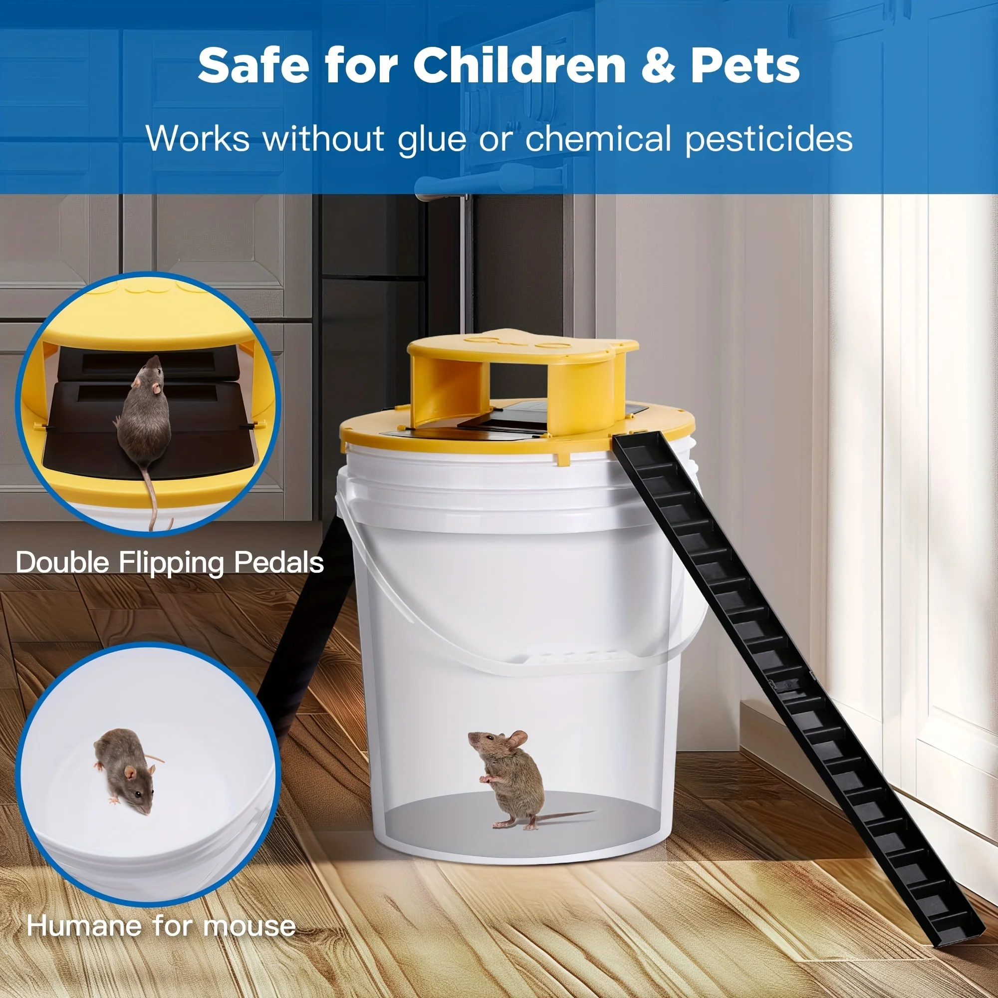 Presa de Ratones para Cubeta con Cierre, Herramienta Fácil de Usar para Interior y Exterior, Características: Entrada de Escaleras Doble Actualizada, Reutilizable para Cubetas de 5 Galones, Ideal para Hogares, Coopas de Pollos, Jardines, Granjas, Fincas — imagen 8