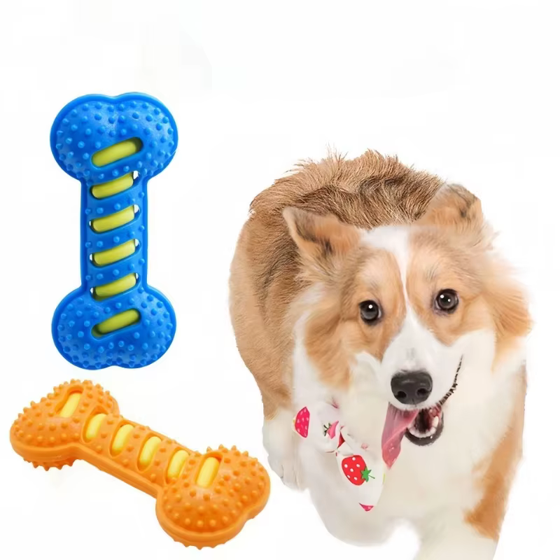 Pet Dog Chew Toys Rubber Bone Toy Bite Resistant Puppy Interactive Stick Puppy Chewing Toy Squeaky Interactive Dog Toys — image 3