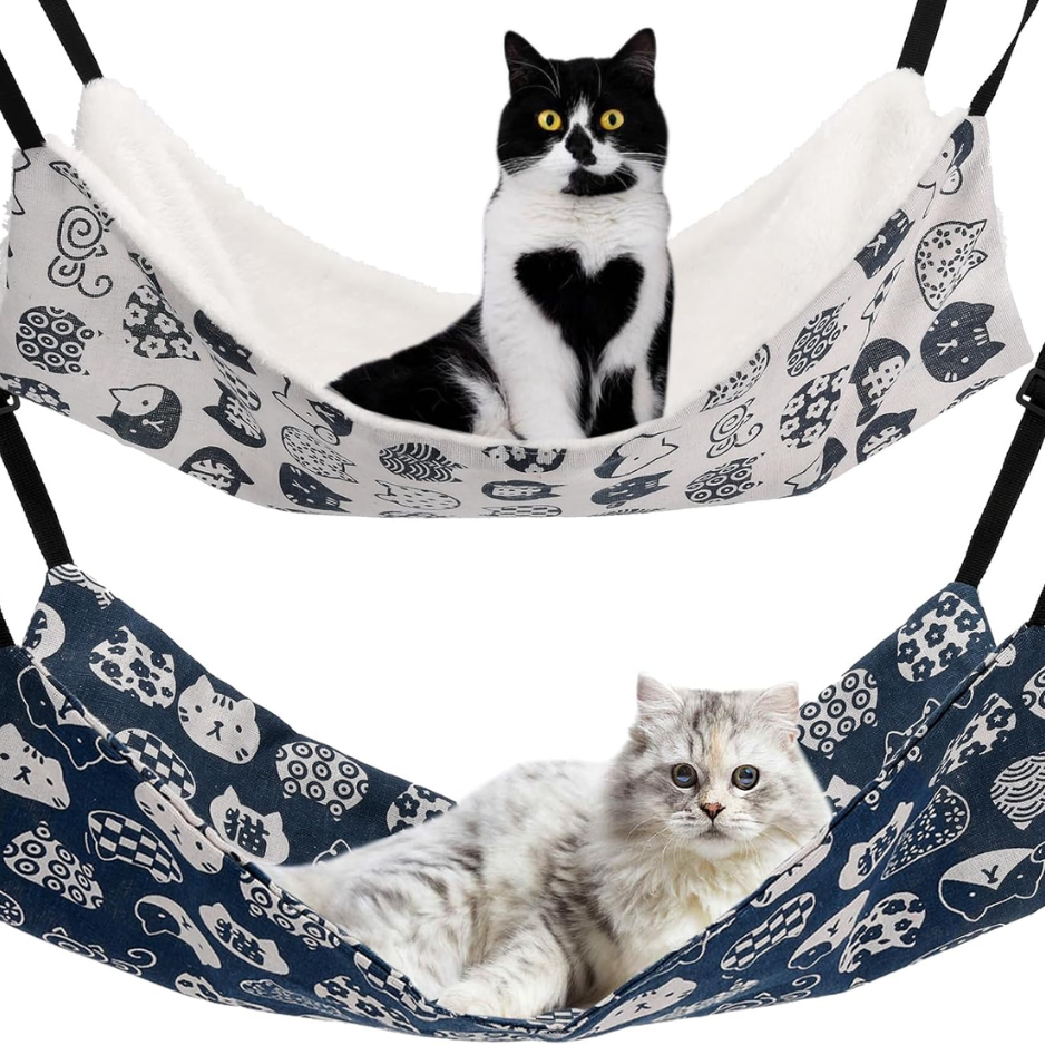 Cat Hammock For Cage Hanging Reversible 2Pack, Pet Hammock Bed Adjustable, Soft Sleeping Hammock For Cats, Ferret, Puppy, Rabbits, Small Animals — image 1