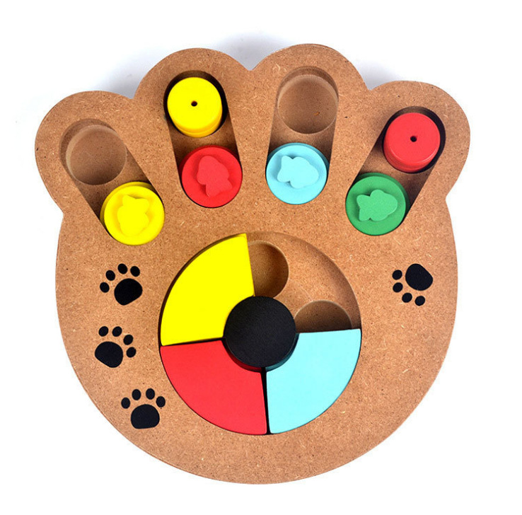 Pet Dog Puzzle Toy Bone Paw Print New Wooden Toy Feeding Multifunctional Pet Toy — image 1