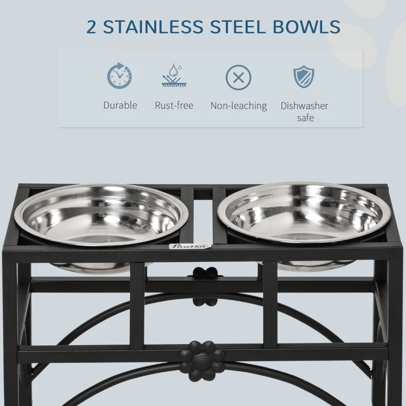 Double Stainless Steel Heavy Duty Dog Food Bowl Elevated Pet Feeding Station — imagen 5