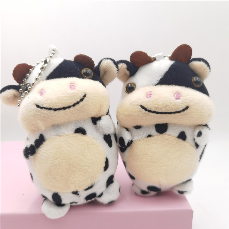 Cute Little Cow Plush Pendant Bag Key Accessories Toy Black And White Spotted Cow Souvenir Pendant — image 2