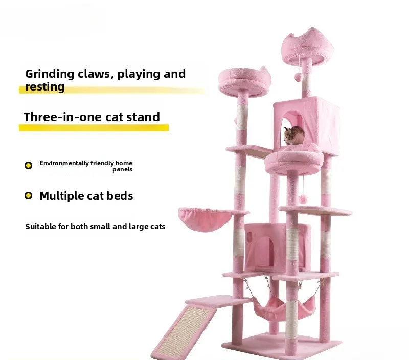 Árbol de gato de varios niveles con postes de rascado y condominio acogedor para gatos grandes — imagen 1