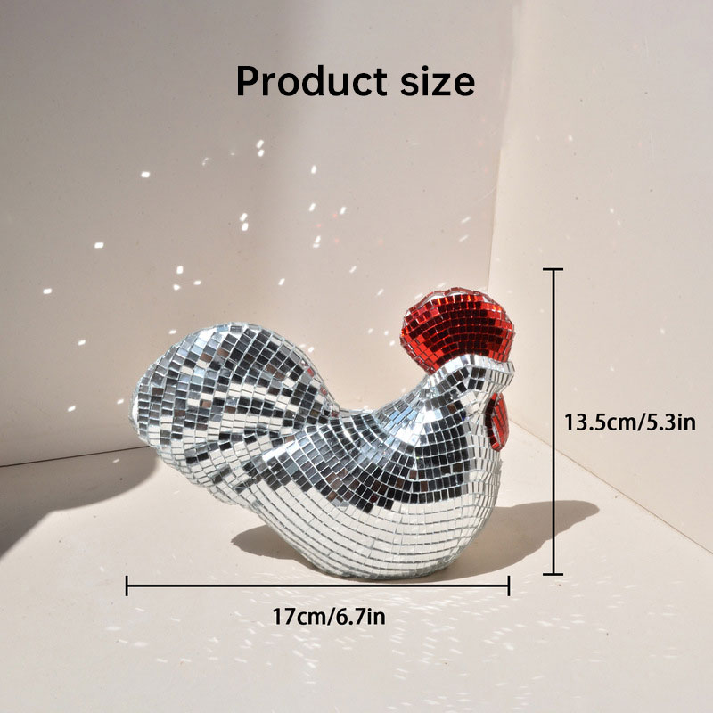 Ornamental Chicken Sculpture with Mirror Tiles — image 10