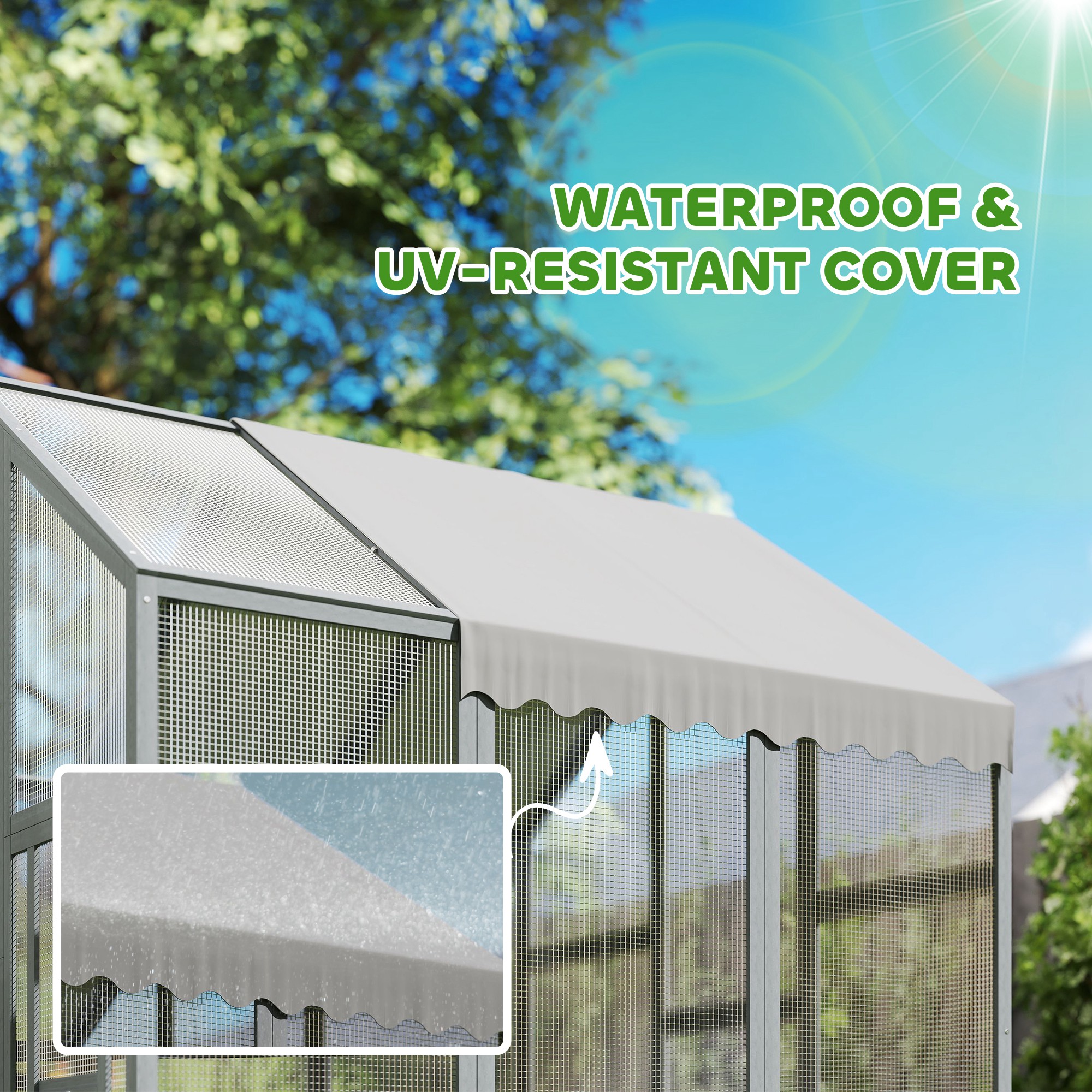 Paddock de Madera Grande para Pollos con Cubierta Impermeable y Resistente a UV, para 6-8 Pollos, para Jardín o Granja, 5.5 x 6 x 6 — imagen 7