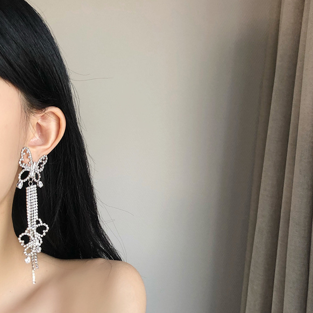 925 Silver Needle Super Fairy Light Luxury Butterfly Tassel Earrings High-Quality Wedding Earrings High-End Exaggerated Temperament Earrings — image 5