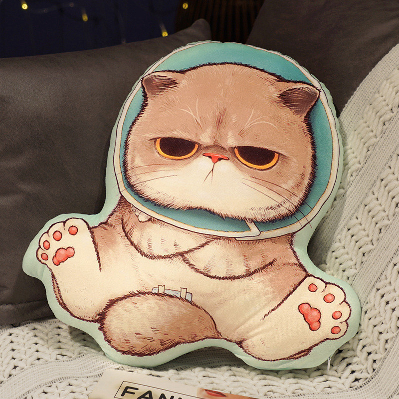 New Cute Double-Sided Printing Cat Pillow Plush Cat Pillow Home Pillow Zipper Removable And Washable — image 2