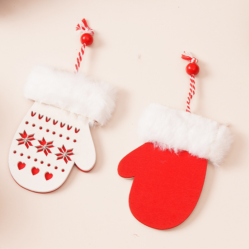 Christmas Wooden Plush Decorations - Heart, Star, Tree, Deer Shape Ornaments for Xmas Tree — image 5