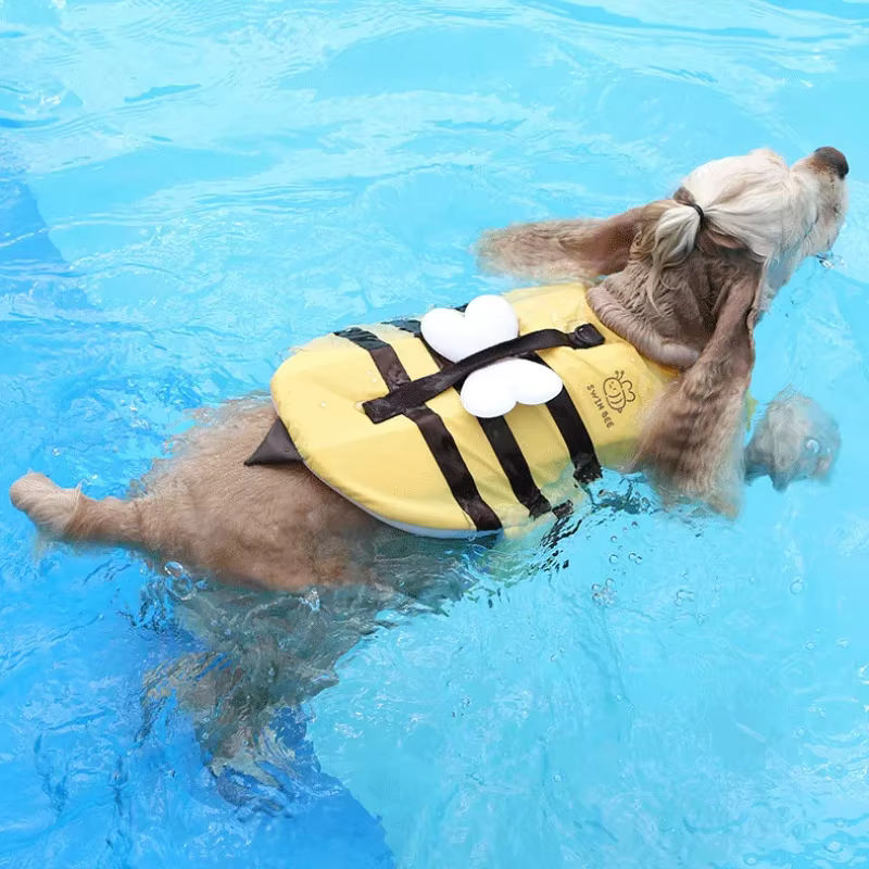 Summer Little Bee Dog Swimsuit Waterproof Puppy Life Jacket Breathable Dog Clothes Harness Swimming Safety for Dog Pet Supplies — image 4
