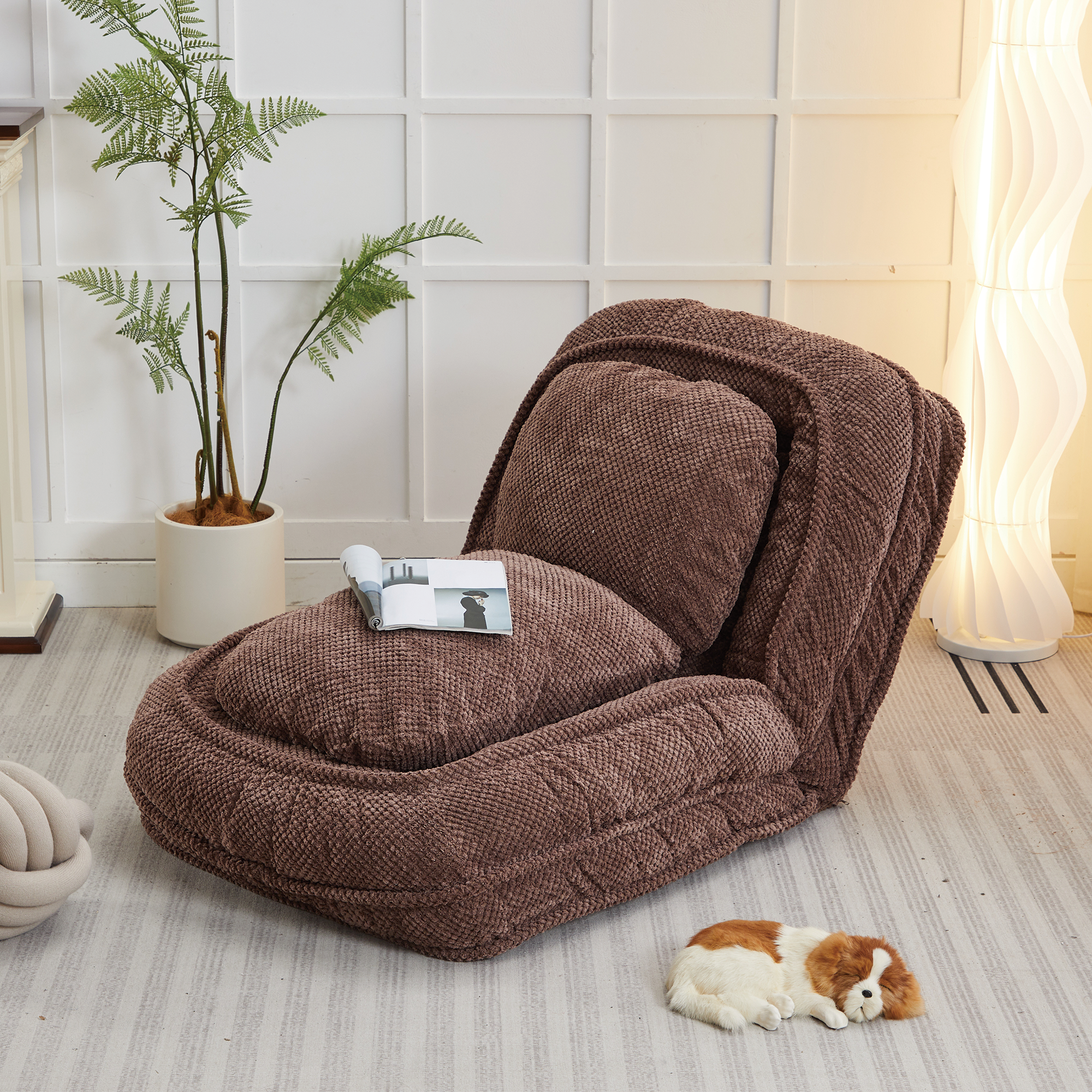 Silla de Pelo para Perros, Sofá Relajante con 5 Posiciones Ajustables, sentarse, dormir, plegable, ideal para sala de estar, dormitorio, diseño ahorrador de espacio, marrón — imagen 15
