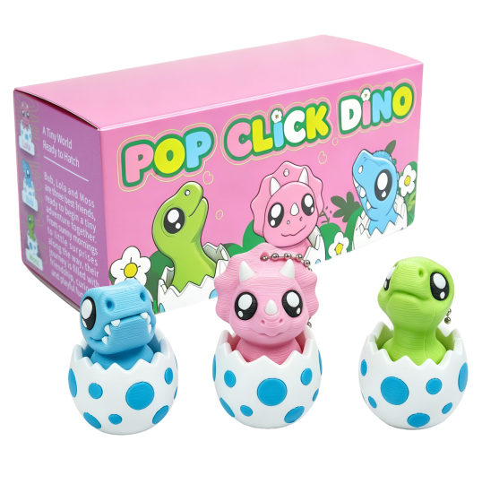 3PCS 3D Printed Hatching Dino Figurine Set, Mini Dinosaur Clicker Desk Accessories With Egg Shell — image 4