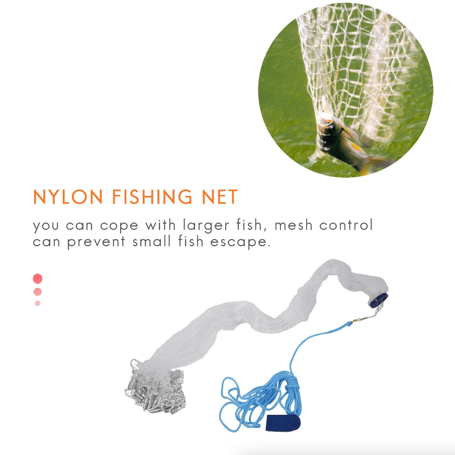Red de Pescar para Cazar con Red de Pesca Manual Fácil Lanzamiento Fuerte Malla Nylon USA — imagen 11