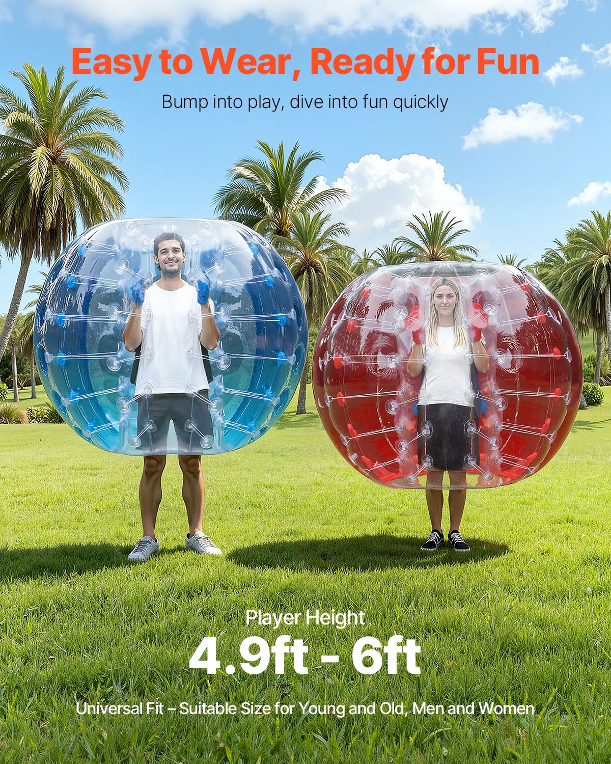 Pelotas de Bumper Inflables 2 Unidades, Cuerpo de Sumo de 5 pies/1.5 metros para Adolescentes y Adultos, Pelotas de Burbuja Humano de 0.8 mm de PVC para Juegos de Equipo al Aire Libre, Juguetes de Impacto para Jardín, Patio, Parque — imagen 4