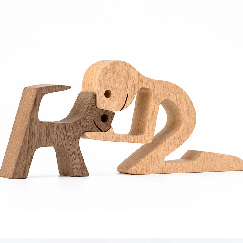 Escultura de Madera para Decoración de Hogar con Perro y Dueño - Regalo de Navidad para Amantes de los Animales — imagen 5