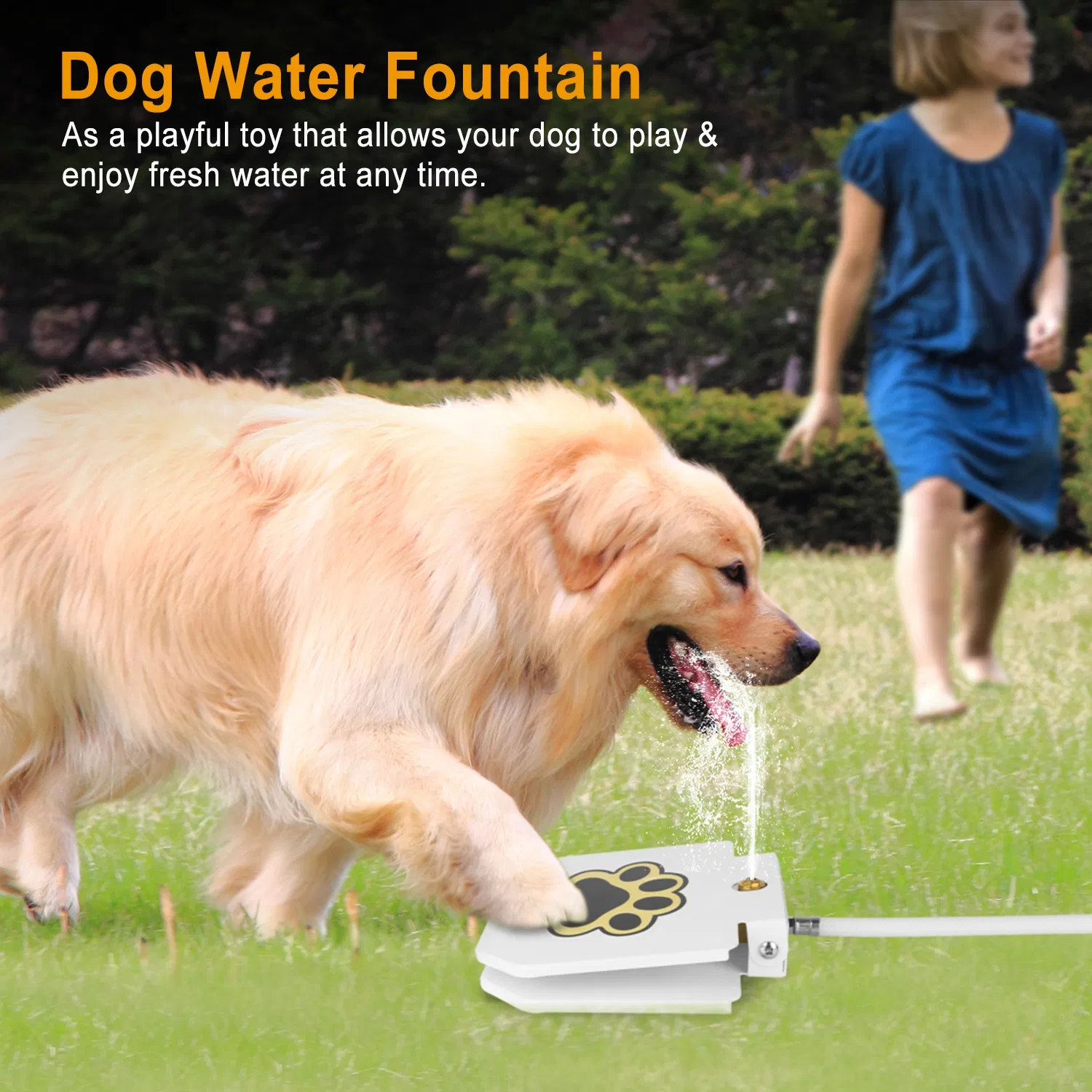 Step Activated Dog Water Dispenser, Outdoor Pet Drinking Fountain with 2-Way Water Splitter, Iron Build for Backyard Garden Use — image 5