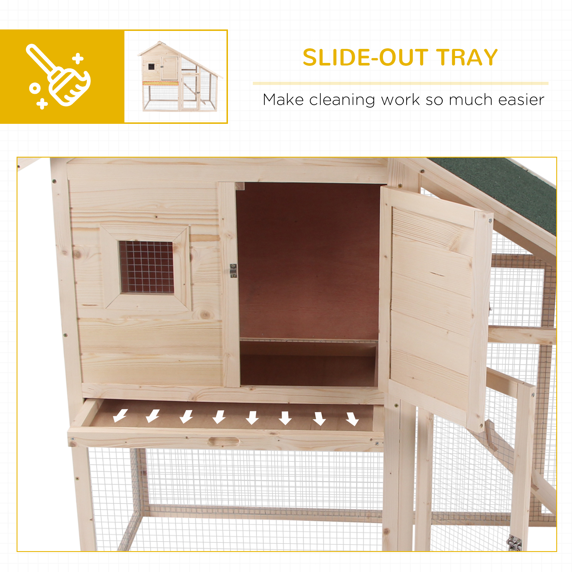 55" L 2-Tier Wooden Rabbit Hutch Bunny Cage — image 5