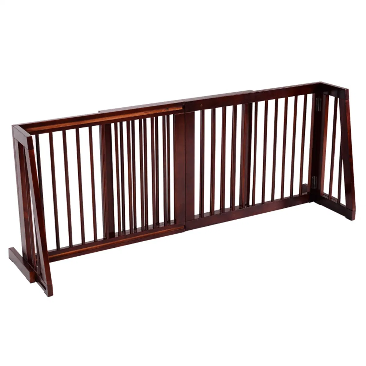 Wooden Pet Gate 3 Panels, Freestanding Length Adjustable — image 1