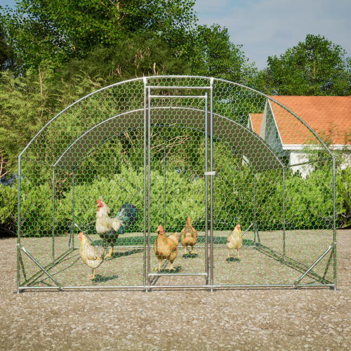Large Chicken Coop Metal Chicken Run With Waterproof And Anti-UV Cover, Dome Shaped Walk-in Fence Cage Hen House For Outdoor And Yard Farm Use, 1 Tube Diameter, 9.84 X 13.12 X 6.56 — imagen 2
