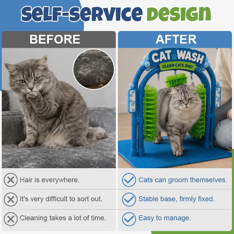 Cat Shampoo Massage Brush Arch – Self Grooming Bathing Scratcher Station with Soft Bristles, Cat Bath Spa Toy — image 6