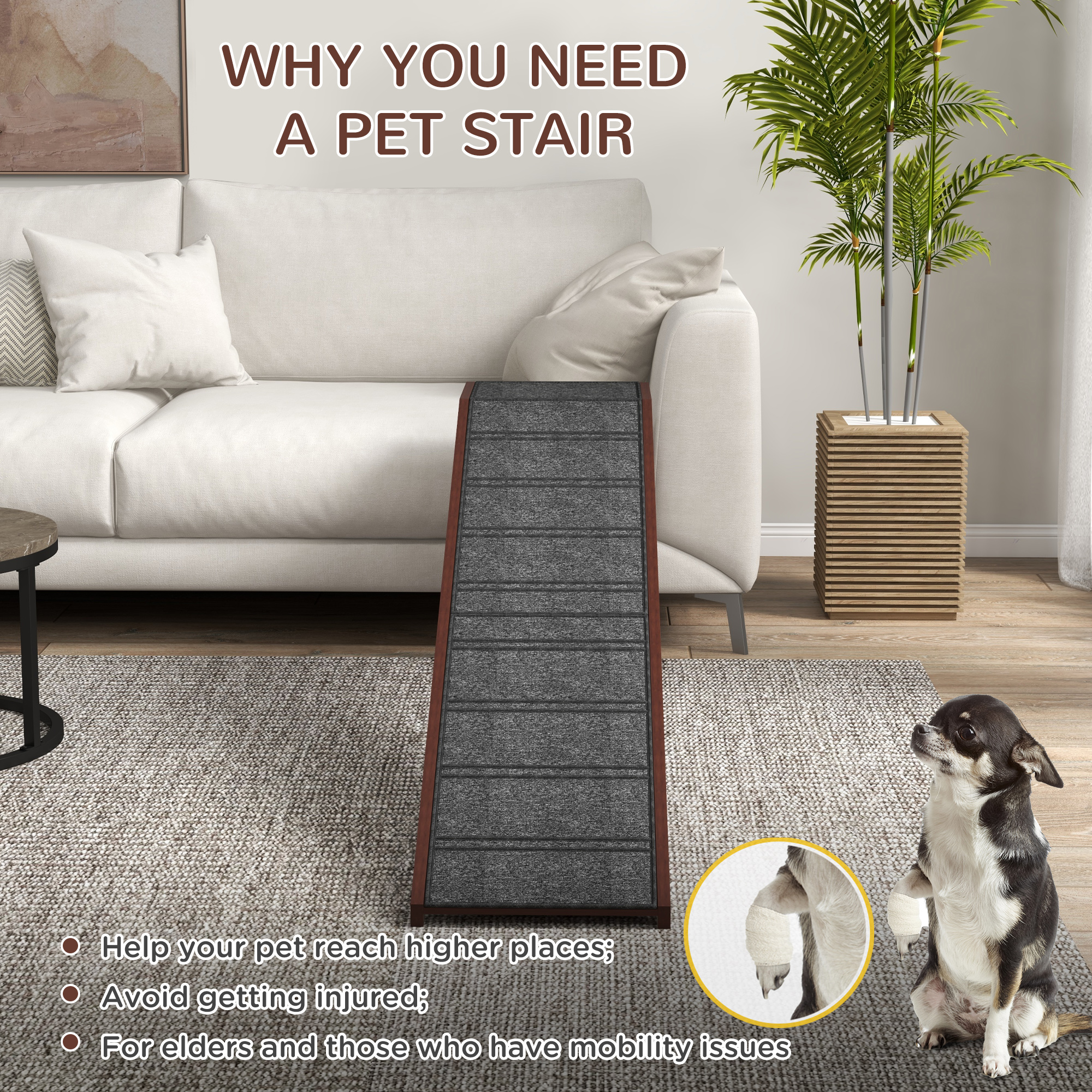 Pet Ramp For Dogs With Non-slip Carpet And Top Platform — image 3