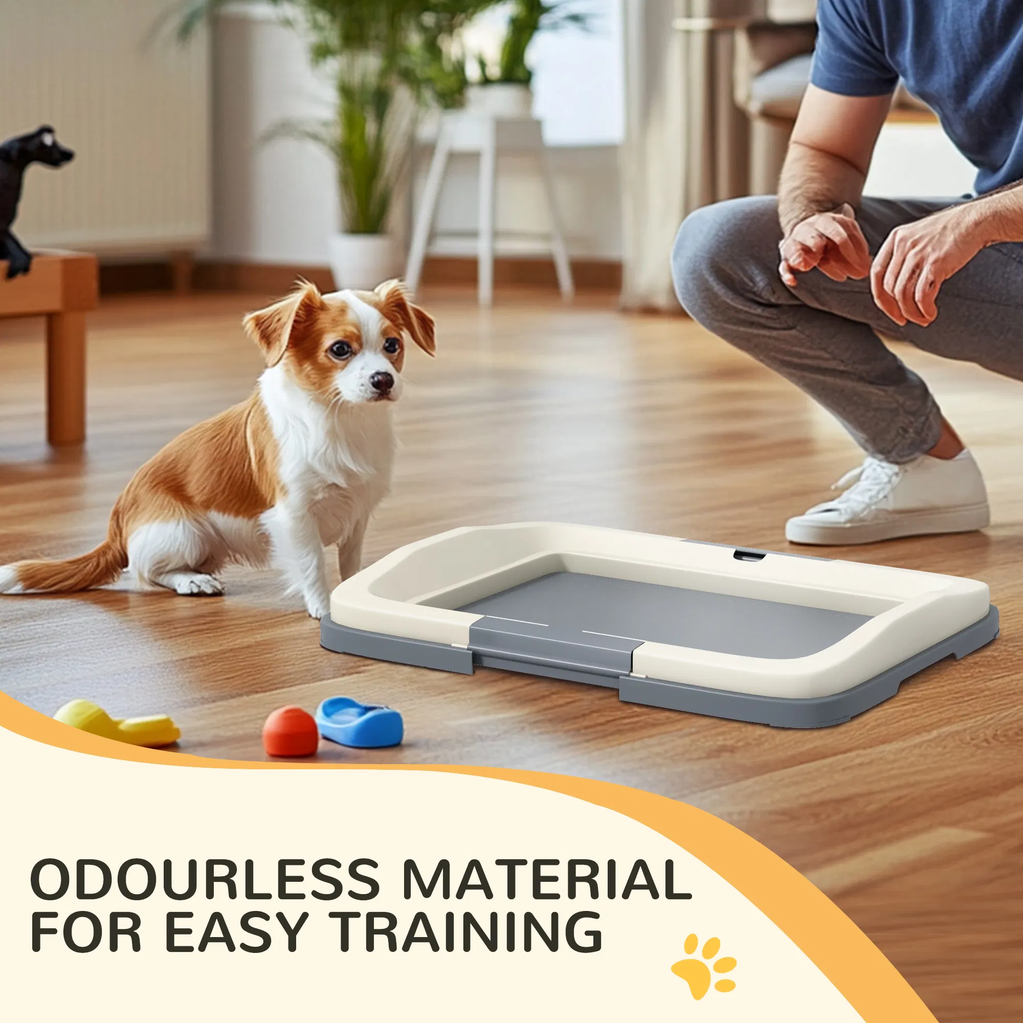 18" x 13" Pee Pad Holder, Dog Potty Tray for Indoor Outdoor, Easy to Clean Dog Training Toilet Pee Pad Tray, Grey — image 2