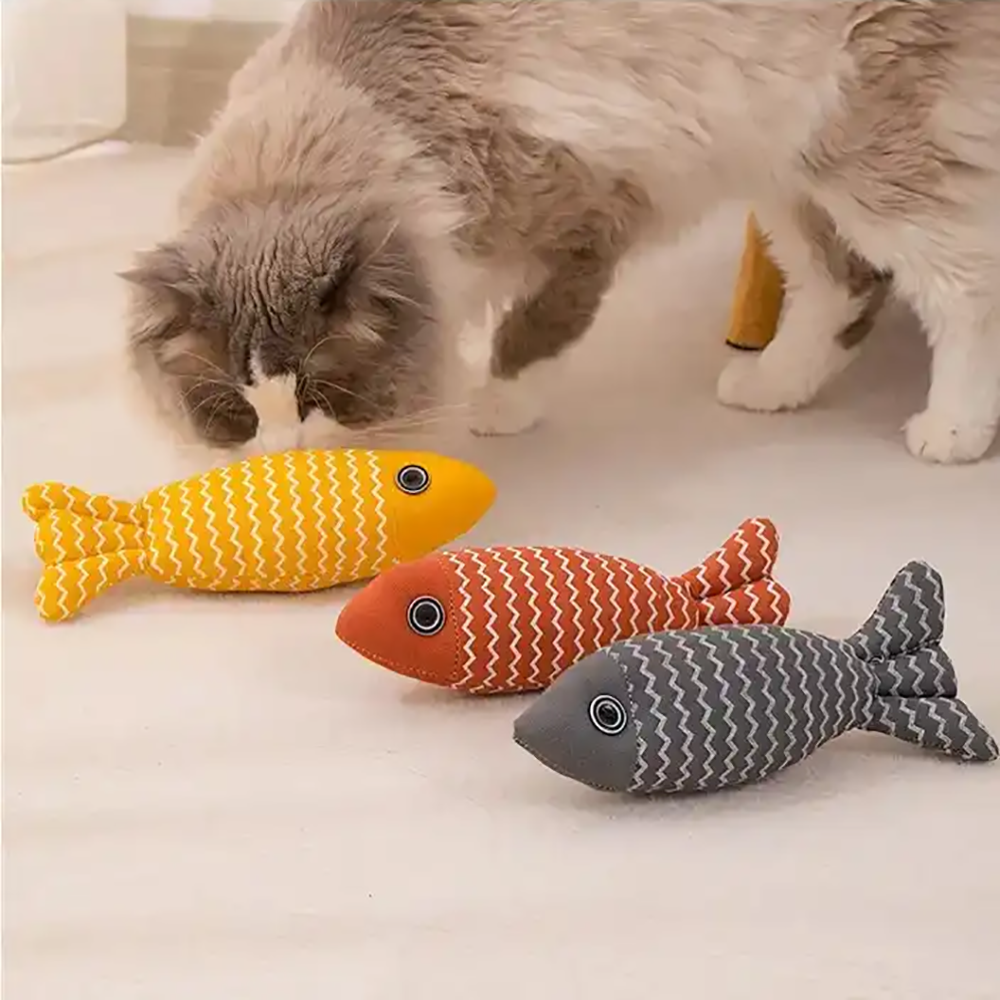 Juguete de Pescado de Catnip para Gatos, Cojín de Lona, Juguetes Interactivos para Kitten con Sonido y Textura — imagen 4