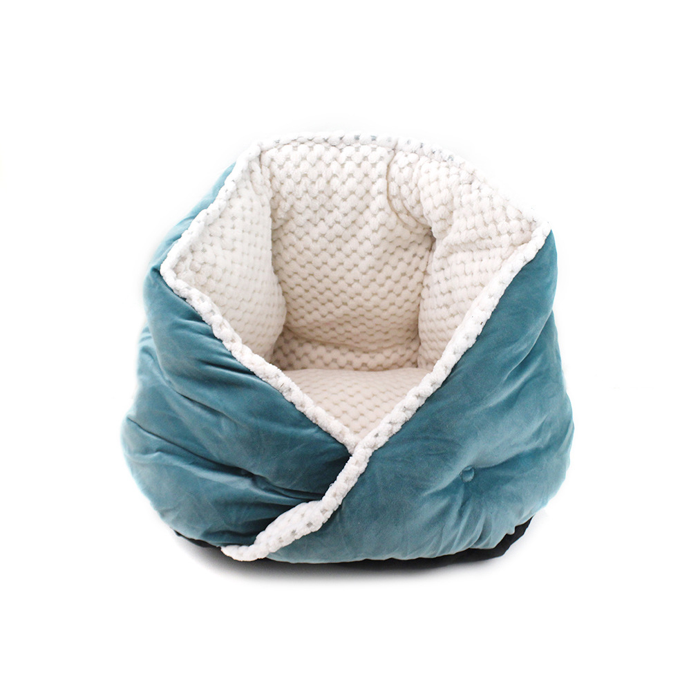 Autumn And Winter Pet Warm Hug Cuddle Round Depth Diamond Creative Soft Beibei Velvet Inner Bile Kennel Cat Bed — image 3