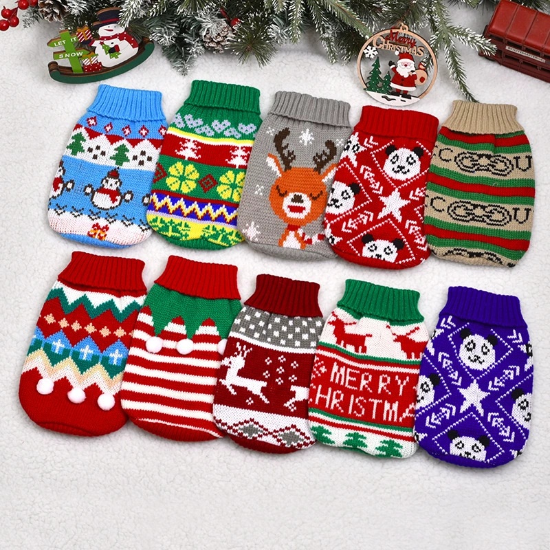 Pet clothes for autumn and winter warm knit Christmas teddy cat sweaters cat and dog clothing — image 2