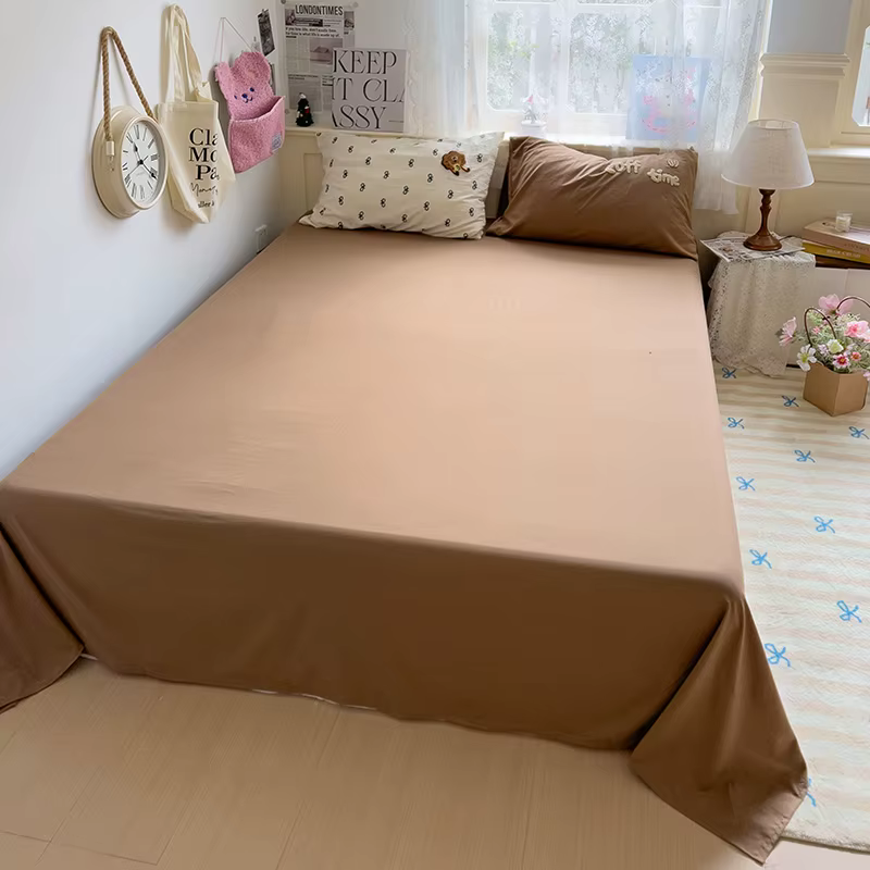 Cartoon Animal Embroidery Bedding Set For Adults Kids Cute Flat Fitted Sheet With Pillowcases Washed Cotton Colorful Full Size — image 4