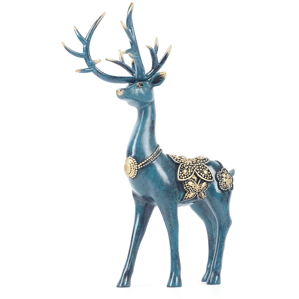 Figura de Ciervo Azul en Resina Retro Europeo: Estatua Decorativa para Salón, Mesa, Habitación y Recepción — imagen 5