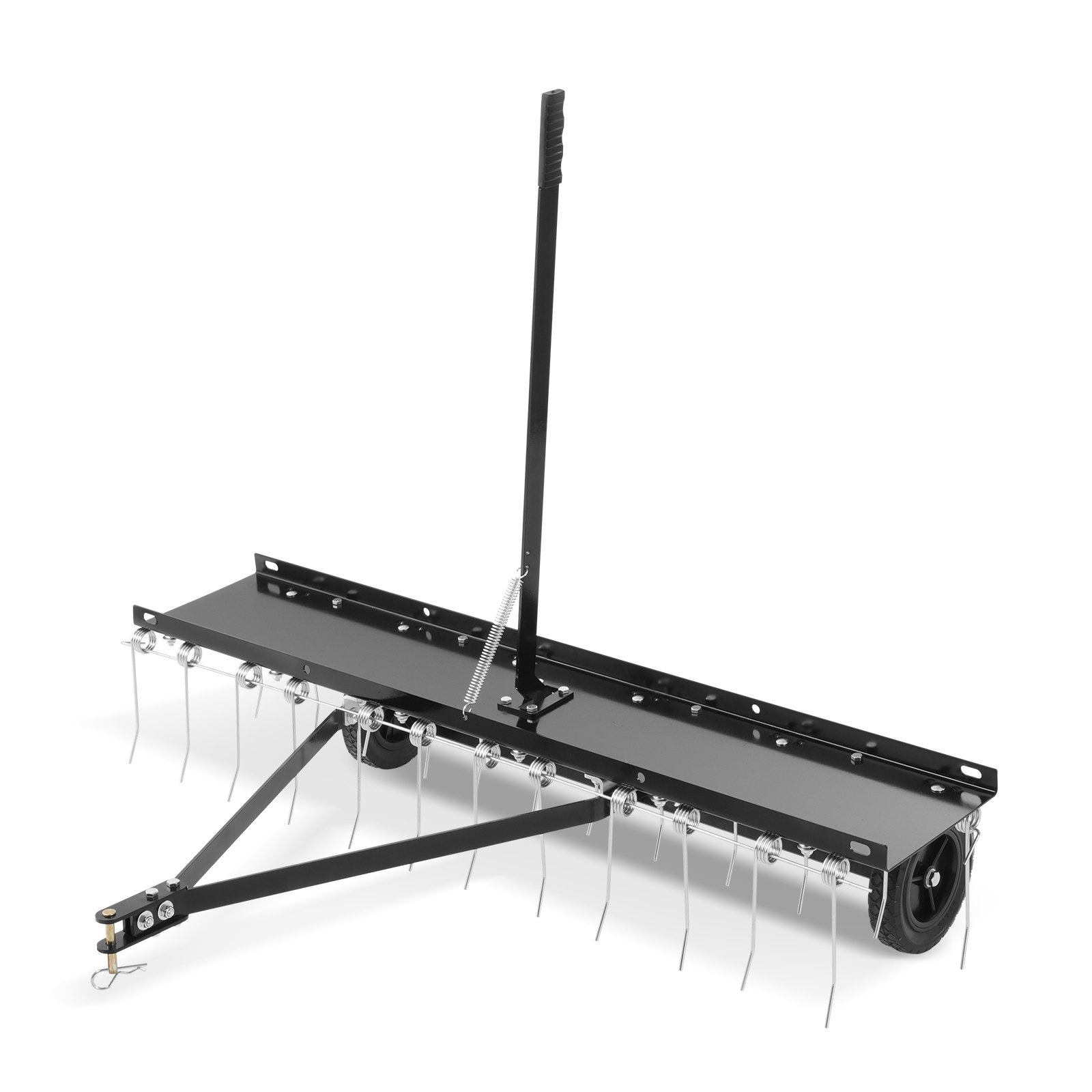 Tow Behind Dethatcher, 48-inch Tow Dethatcher With 24 Spring Steel Tines, Lawn Dethatcher Rake For ATV Or Mower, Tow Behind Lawn Rake With Lift Handle For Garden Farm Grass — imagen 1