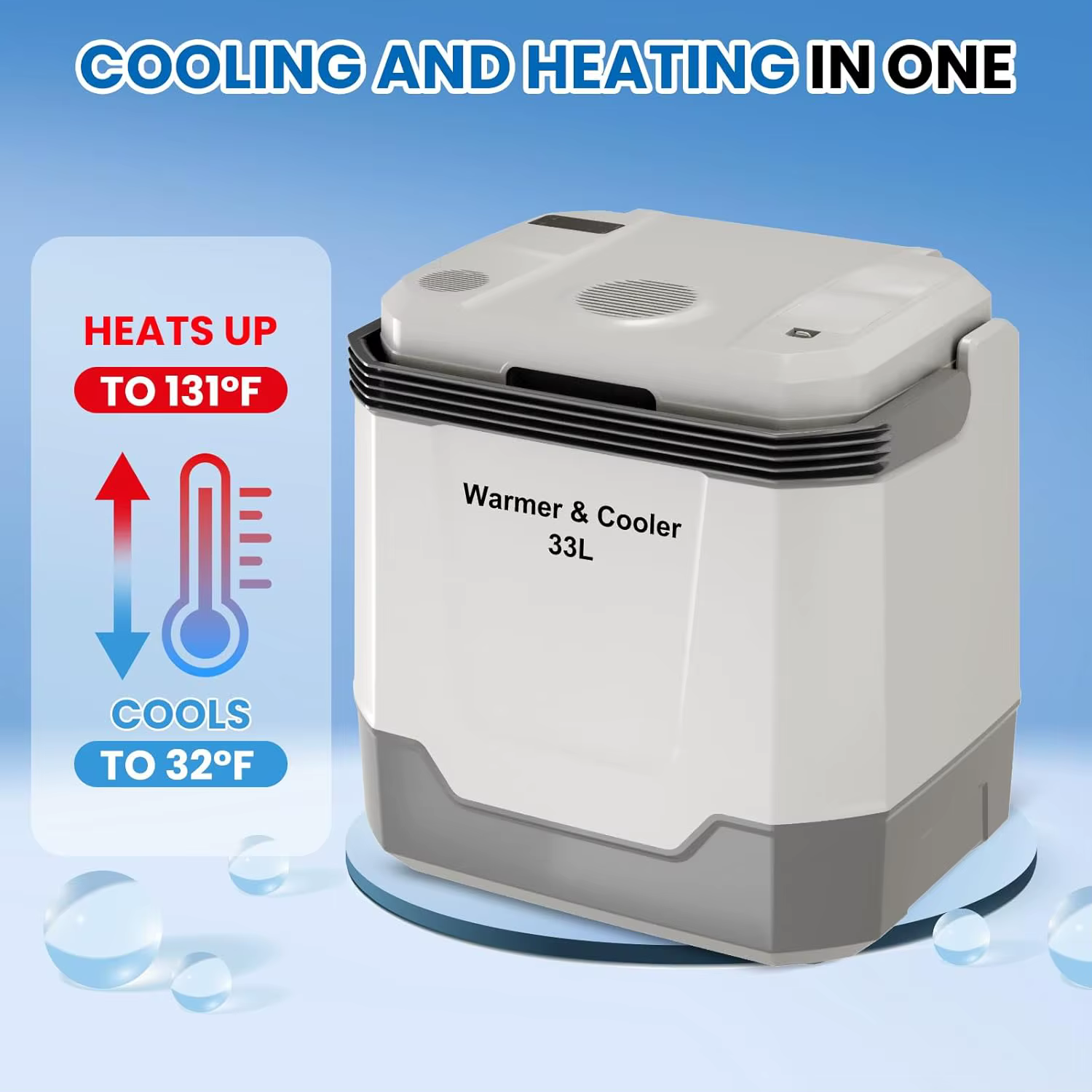 35 QT (33 L) Electric Cooler Warmer, 12V Portable Car Refrigerator, Plug In Cooler with Locking Handle, 110V for Cars, Trucks, RVs & Home, Grey — image 4